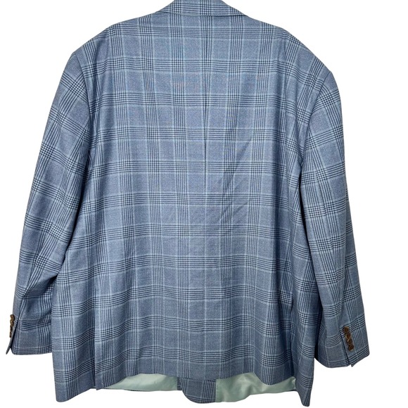Oak Hill Premium Italian Fabric Blazer Mens 56 LNG Blue Plaid Sport Coat Wool - Picture 10 of 13